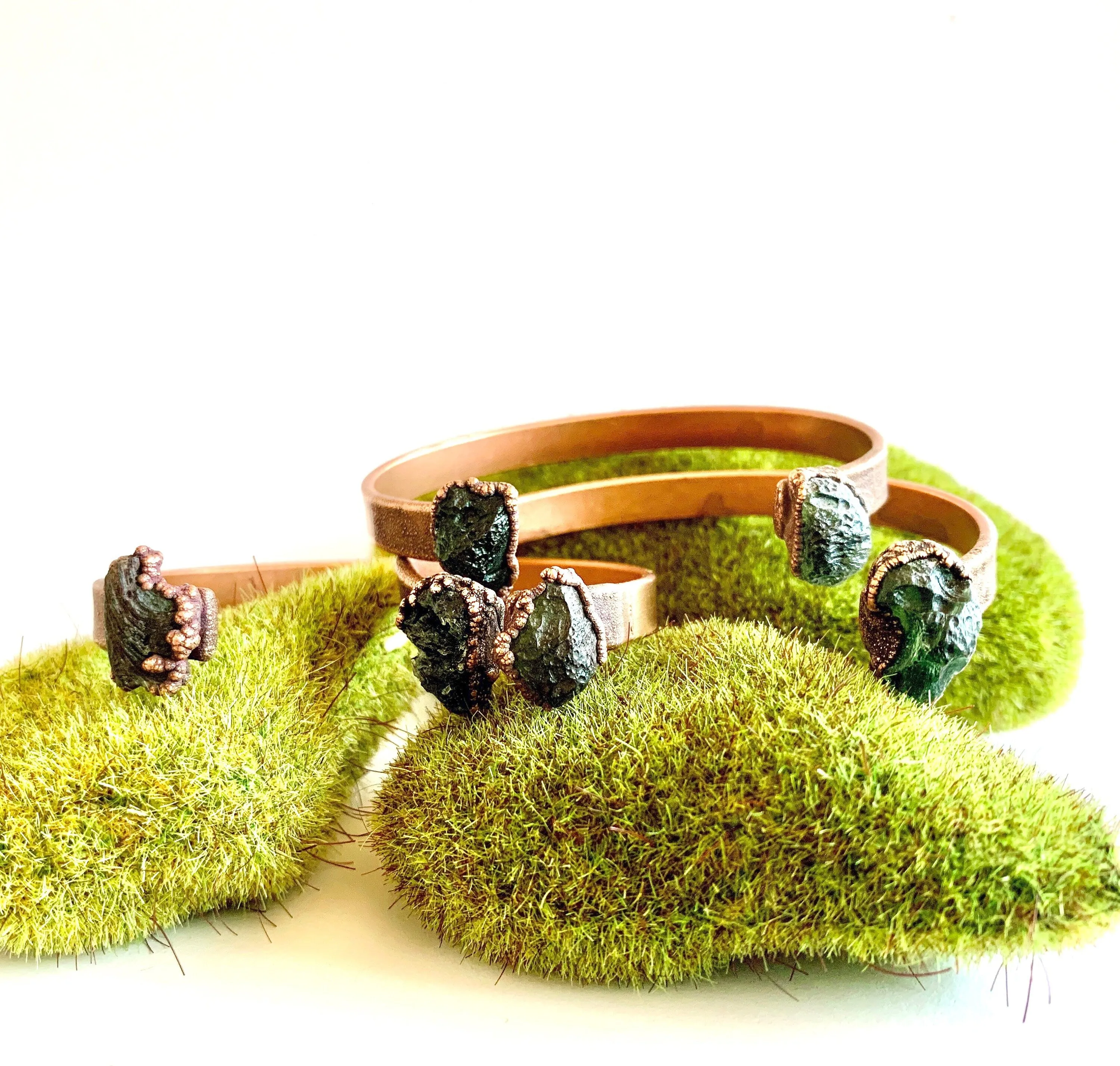 Moldavite Cuff | Genuine Moldavite Cuff