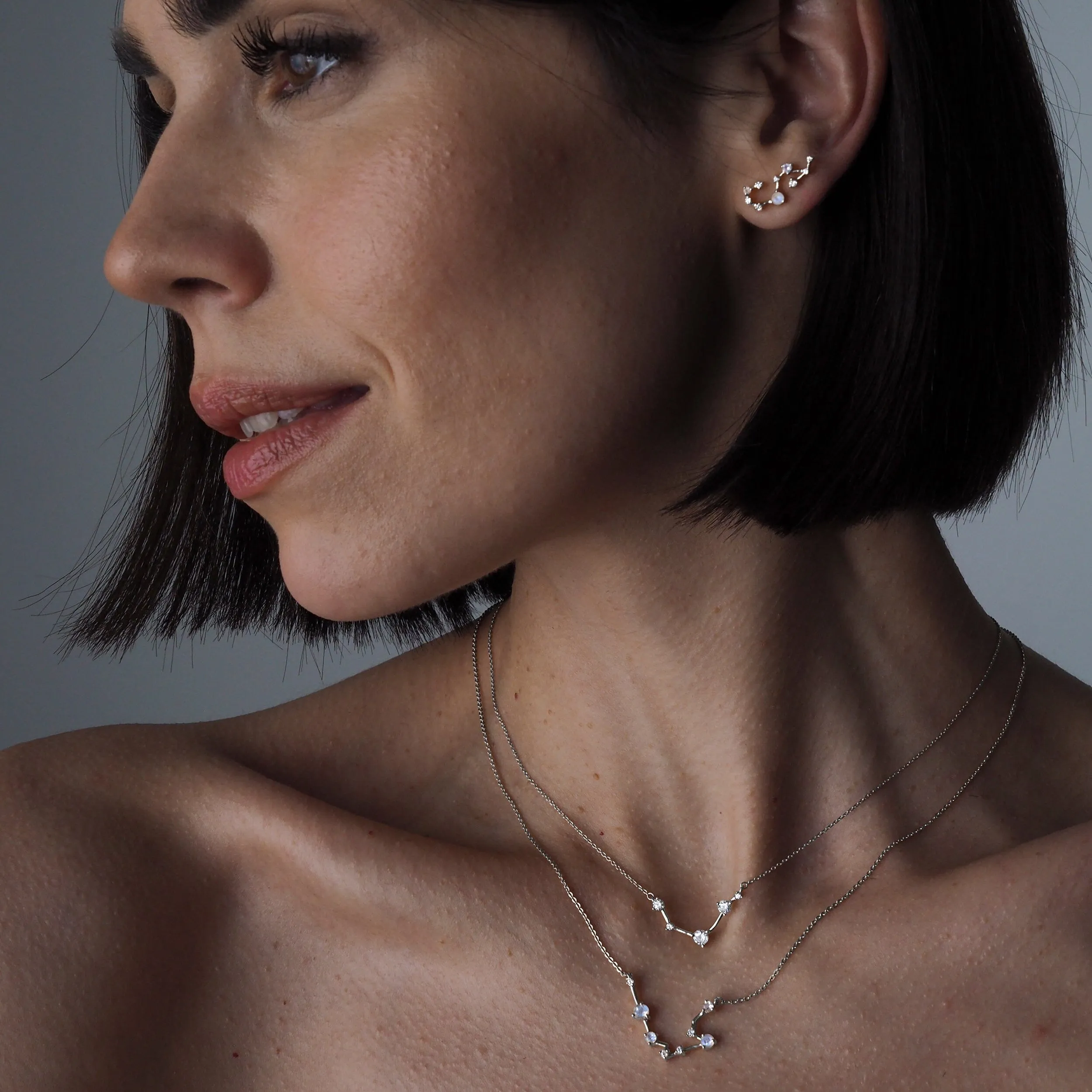 Moonstone Necklace - Aquarius Zodiac Constellation