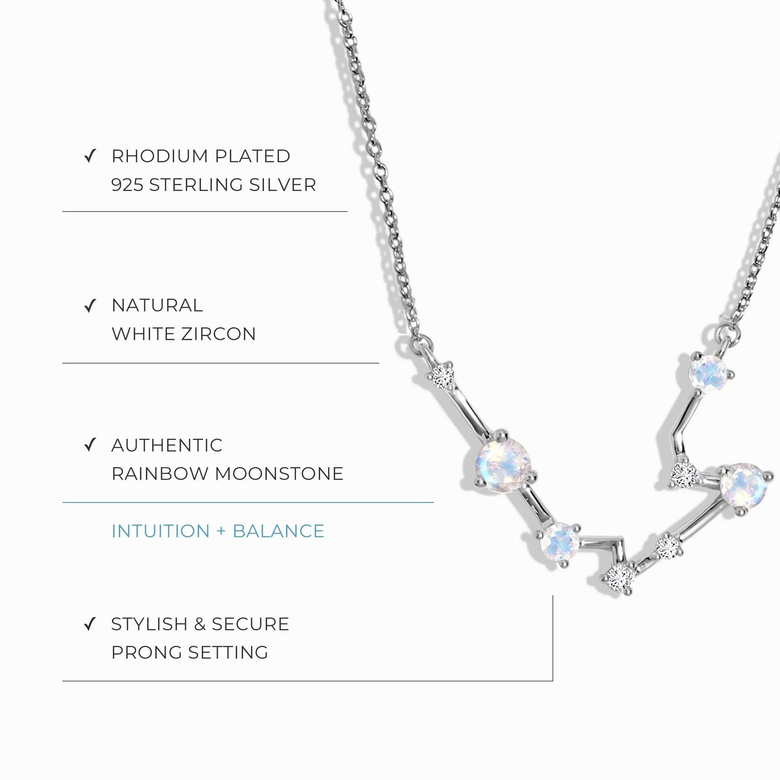 Moonstone Necklace - Aquarius Zodiac Constellation