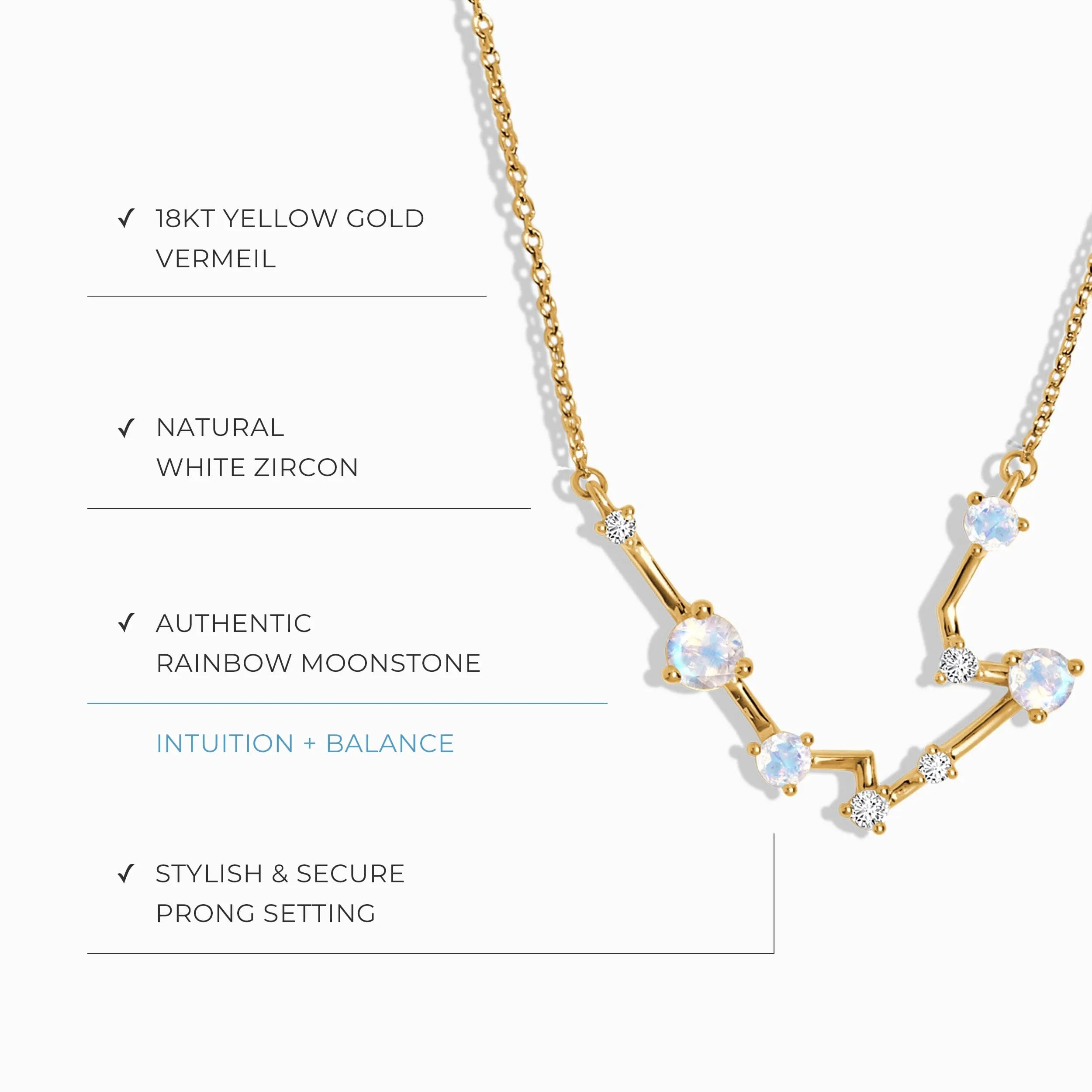Moonstone Necklace - Aquarius Zodiac Constellation