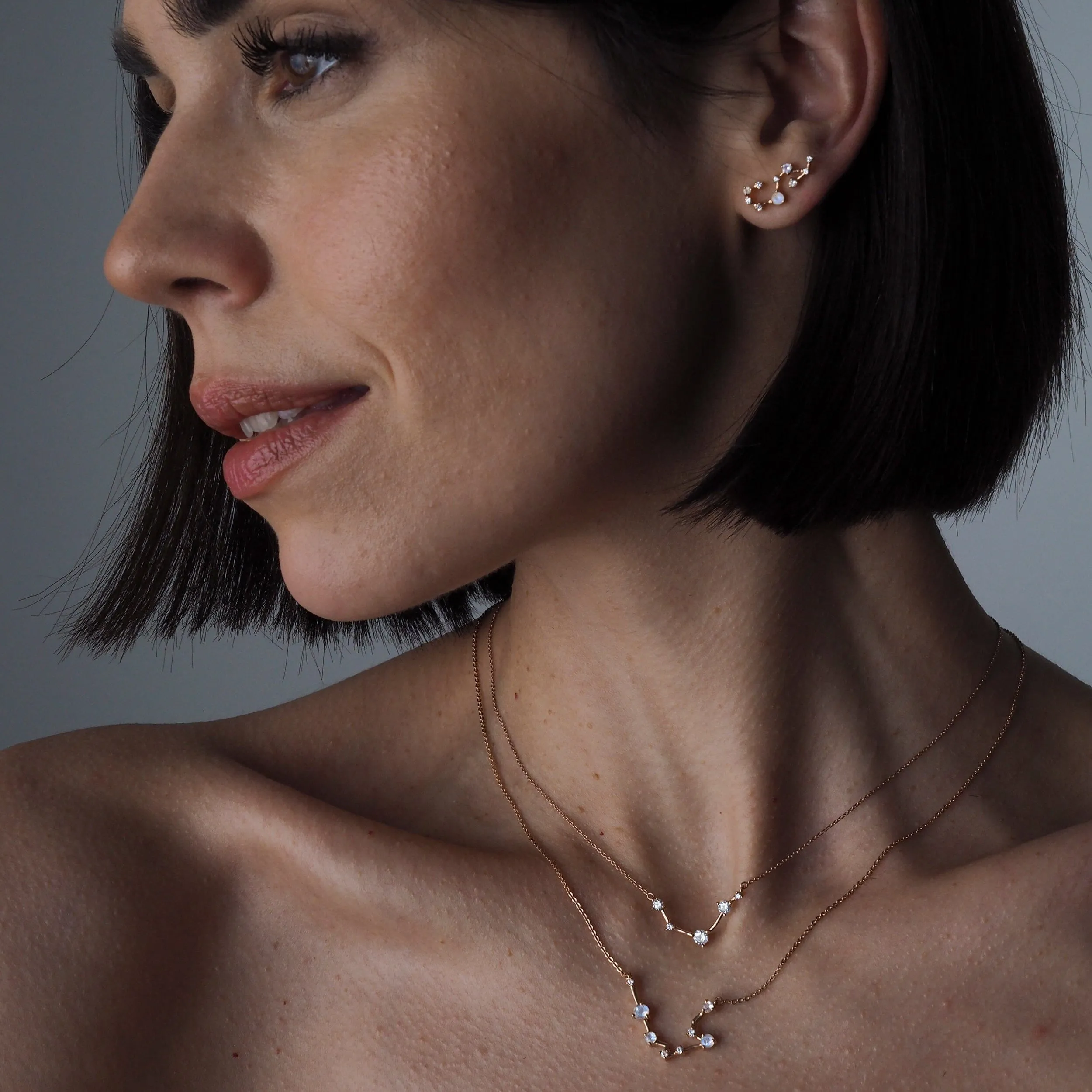 Moonstone Necklace - Aquarius Zodiac Constellation