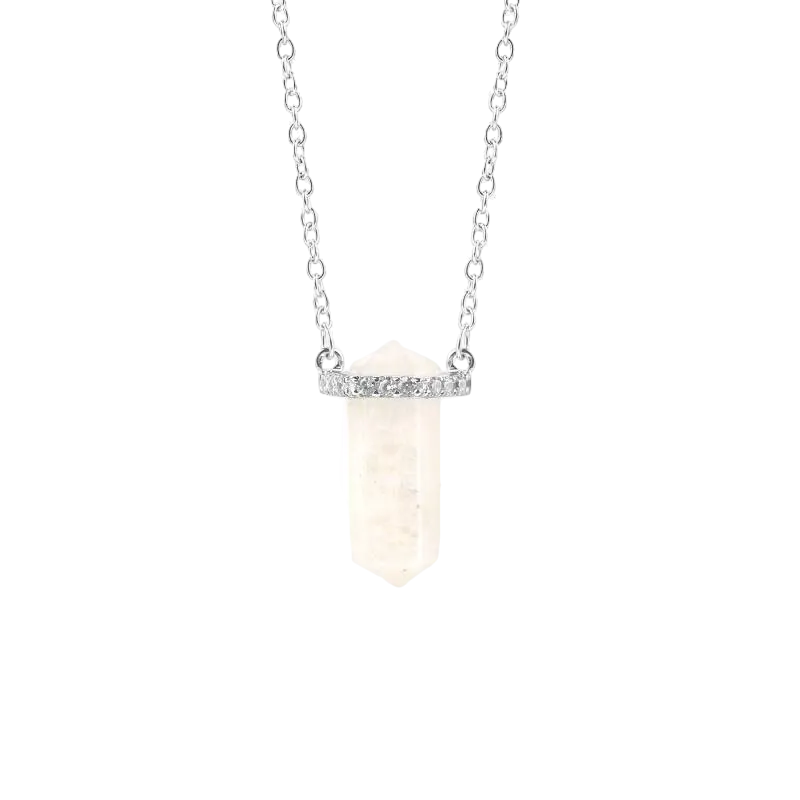 Moonstone Point Pave Pendant Necklace