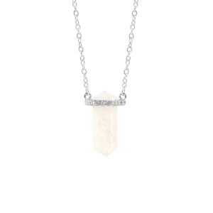 Moonstone Point Pave Pendant Necklace