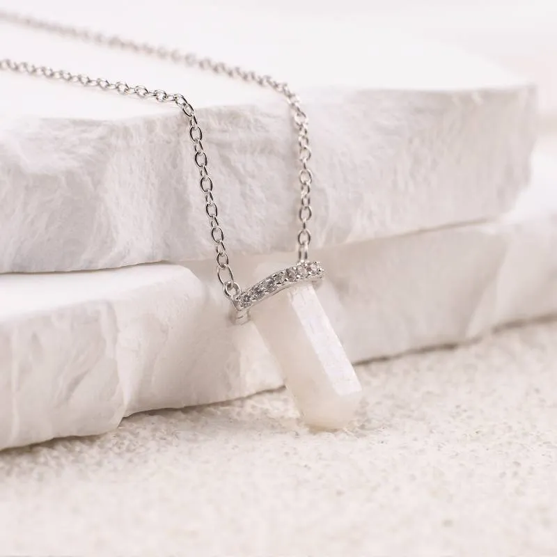 Moonstone Point Pave Pendant Necklace