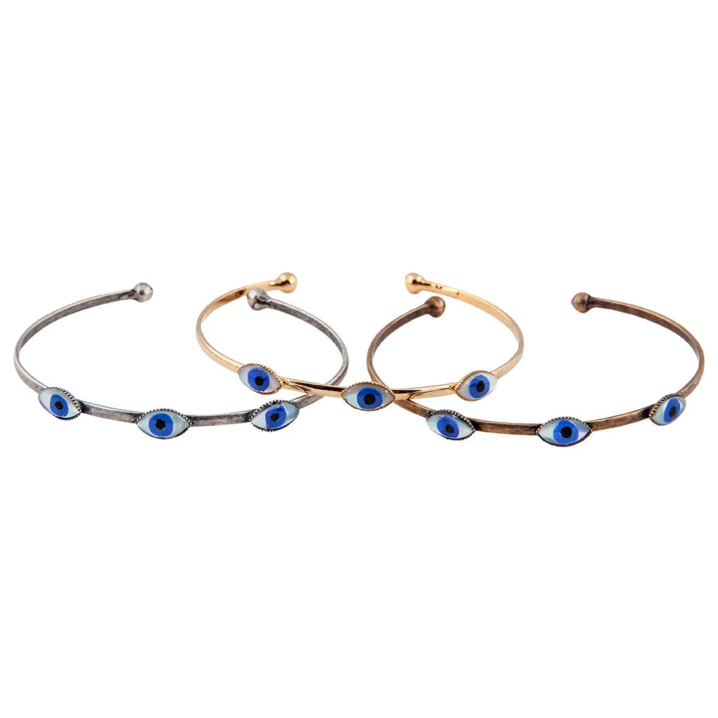 Mother of Pearl Evil Eye Trio Cuff Bracelet