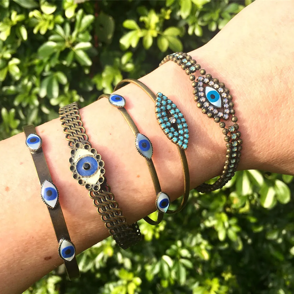 Mother of Pearl Evil Eye Trio Cuff Bracelet
