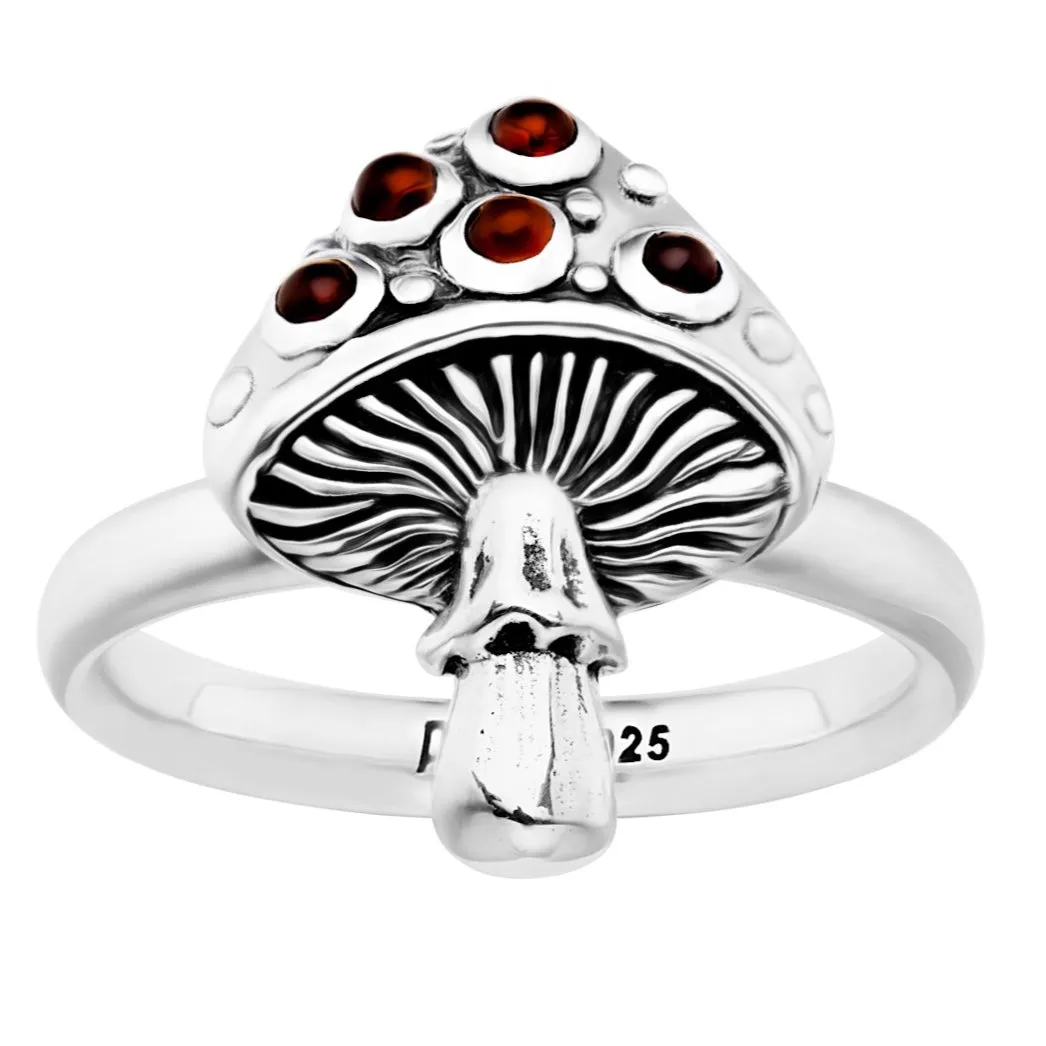 MYSTIC MUSHROOM - Sterling Silver & Garnet Ring