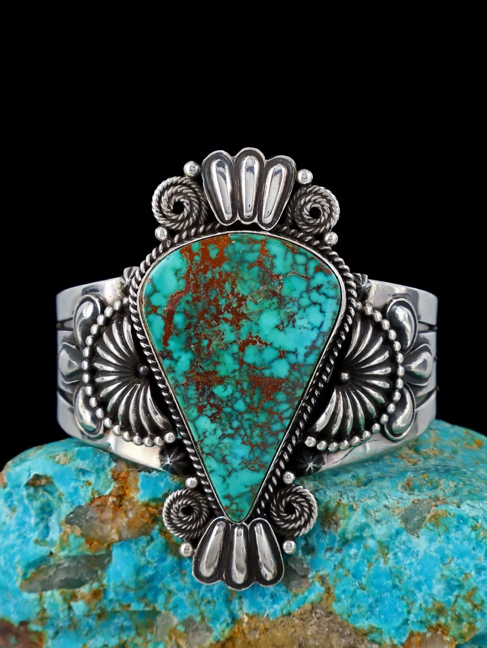Native American Jewelry Sterling Silver Natural Royston Turquoise Cuff Bracelet