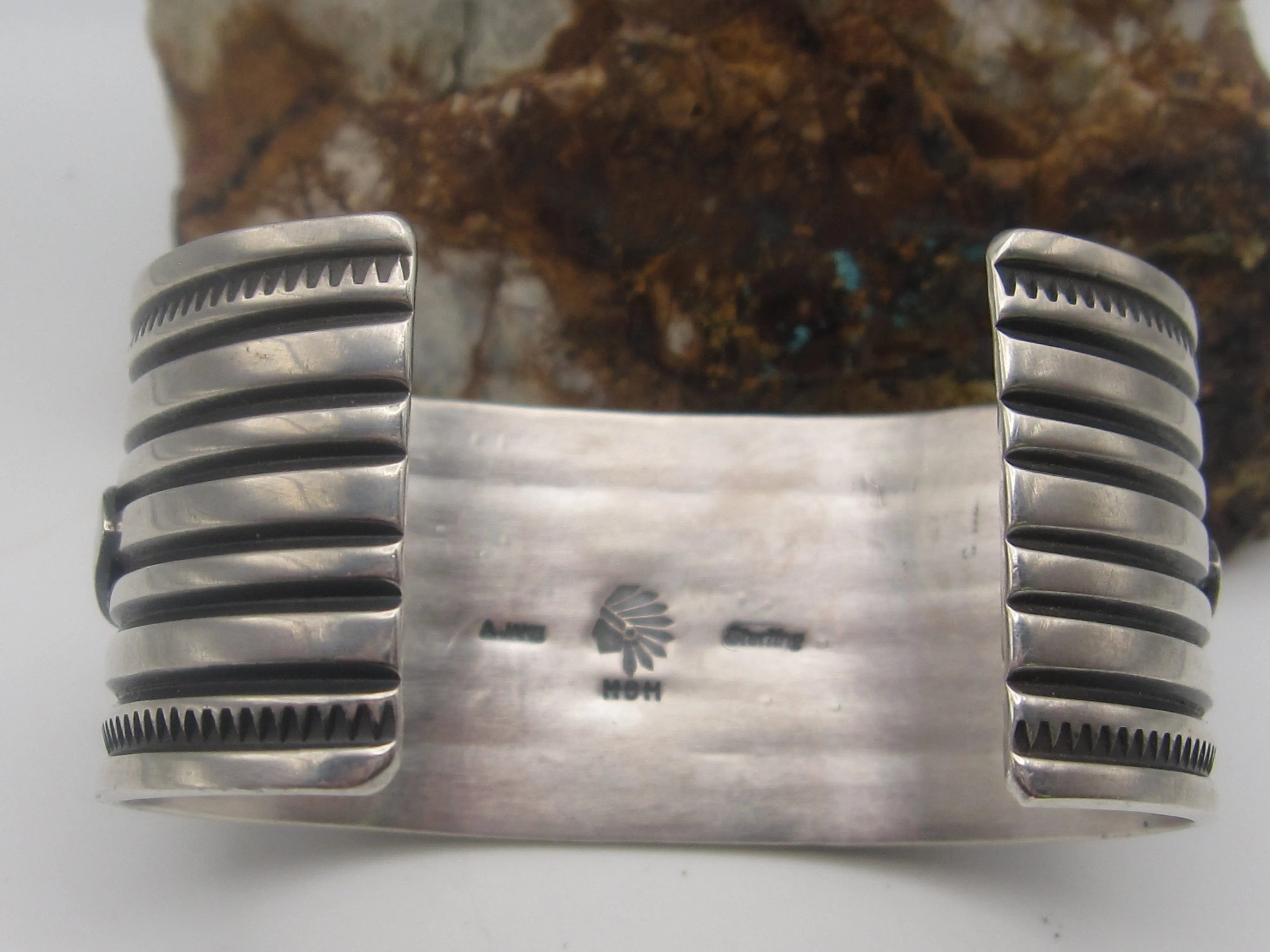 Native American Made Five Stone Turquoise and Sterling Silver Cuff Bracelet by Albert Jake