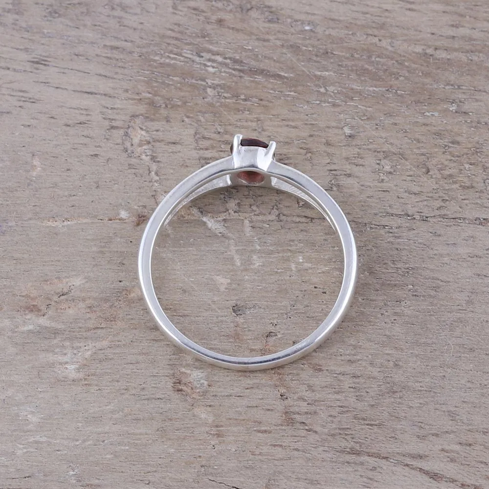 Natural Garnet Solitaire Ring from India - Fiery Solitaire | NOVICA