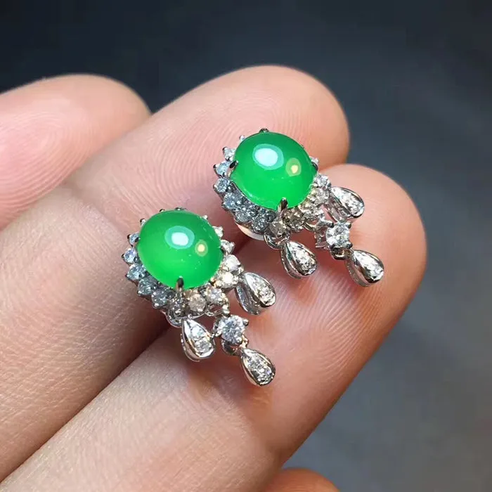 Natural Jade Earrings Jadeite Earrings NEG3