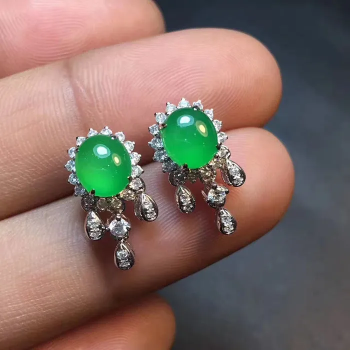 Natural Jade Earrings Jadeite Earrings NEG3