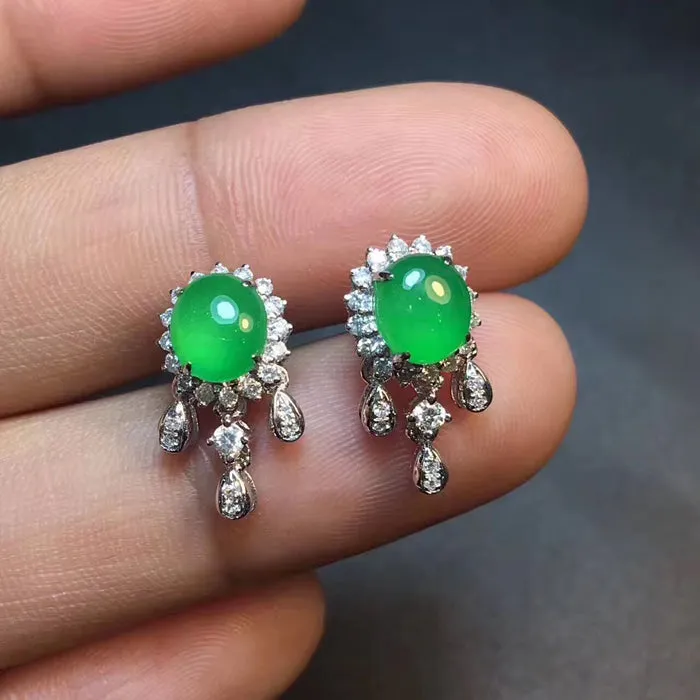 Natural Jade Earrings Jadeite Earrings NEG3