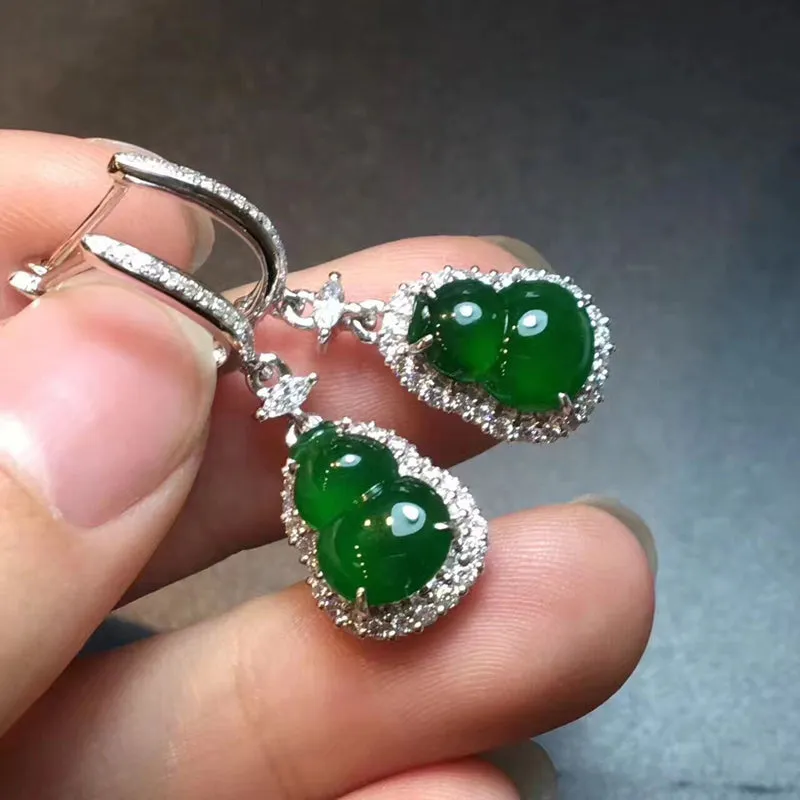 Natural Jade Earrings Jadeite Earrings NEG4