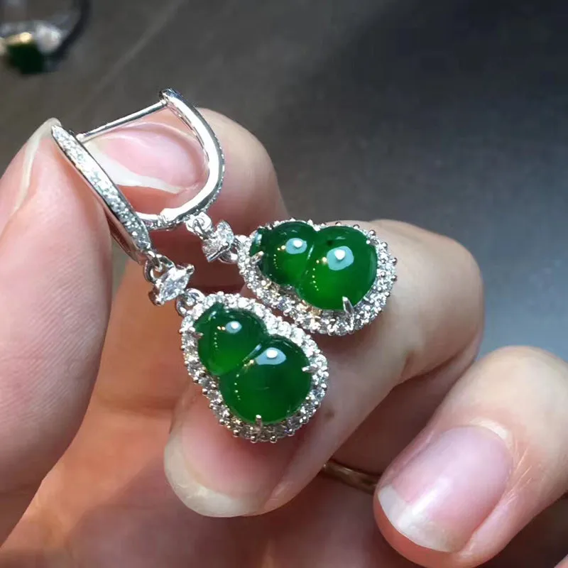 Natural Jade Earrings Jadeite Earrings NEG4