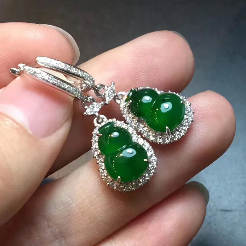 Natural Jade Earrings Jadeite Earrings NEG4