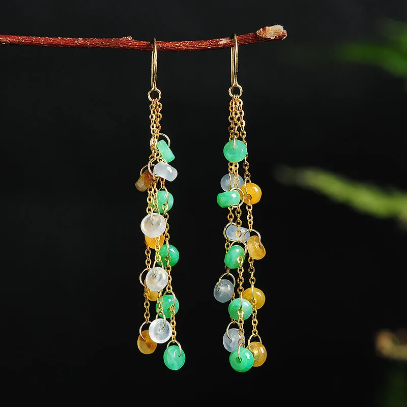 Natural Jade Earrings Jadeite Gold Earrings EG49