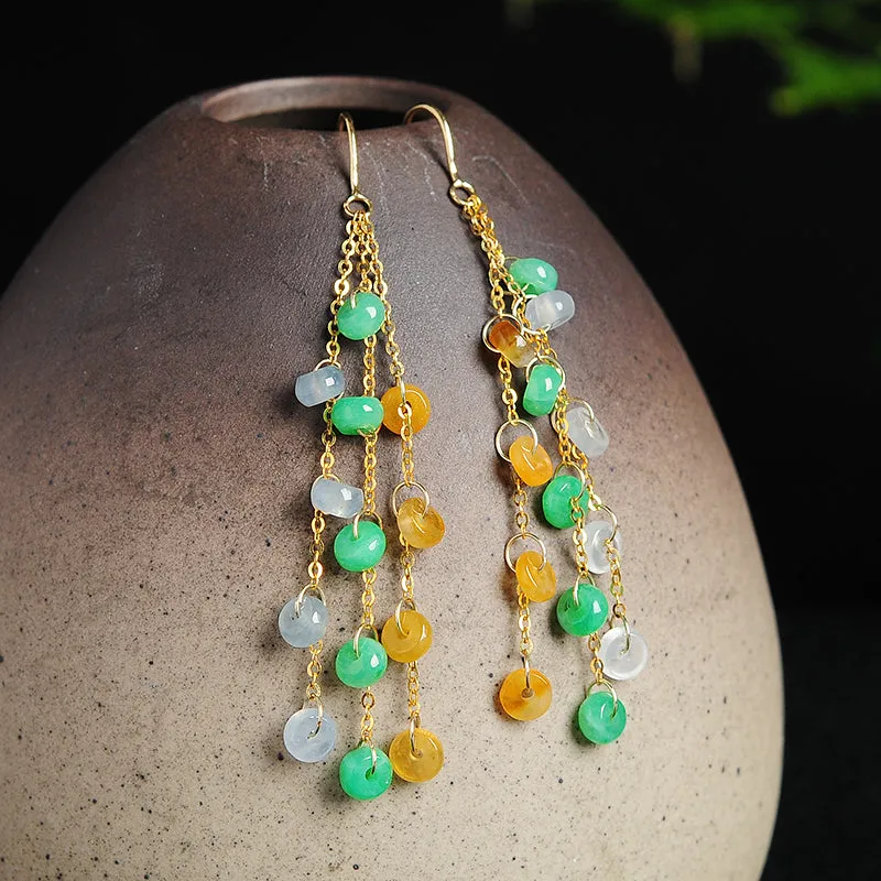Natural Jade Earrings Jadeite Gold Earrings EG49
