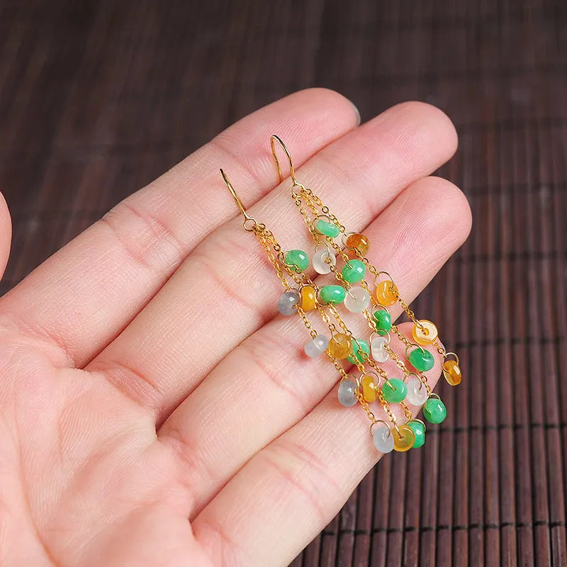 Natural Jade Earrings Jadeite Gold Earrings EG49