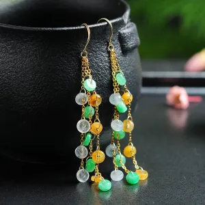Natural Jade Earrings Jadeite Gold Earrings EG49