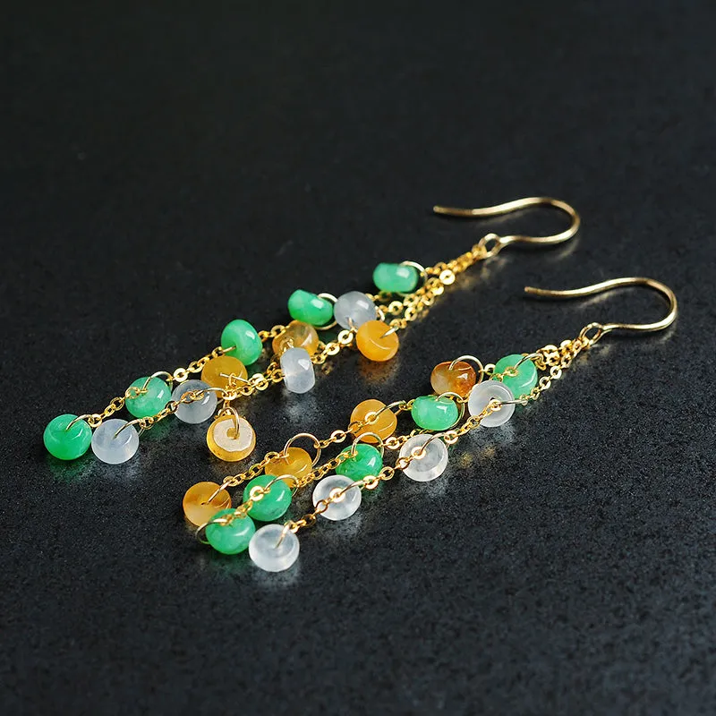 Natural Jade Earrings Jadeite Gold Earrings EG49