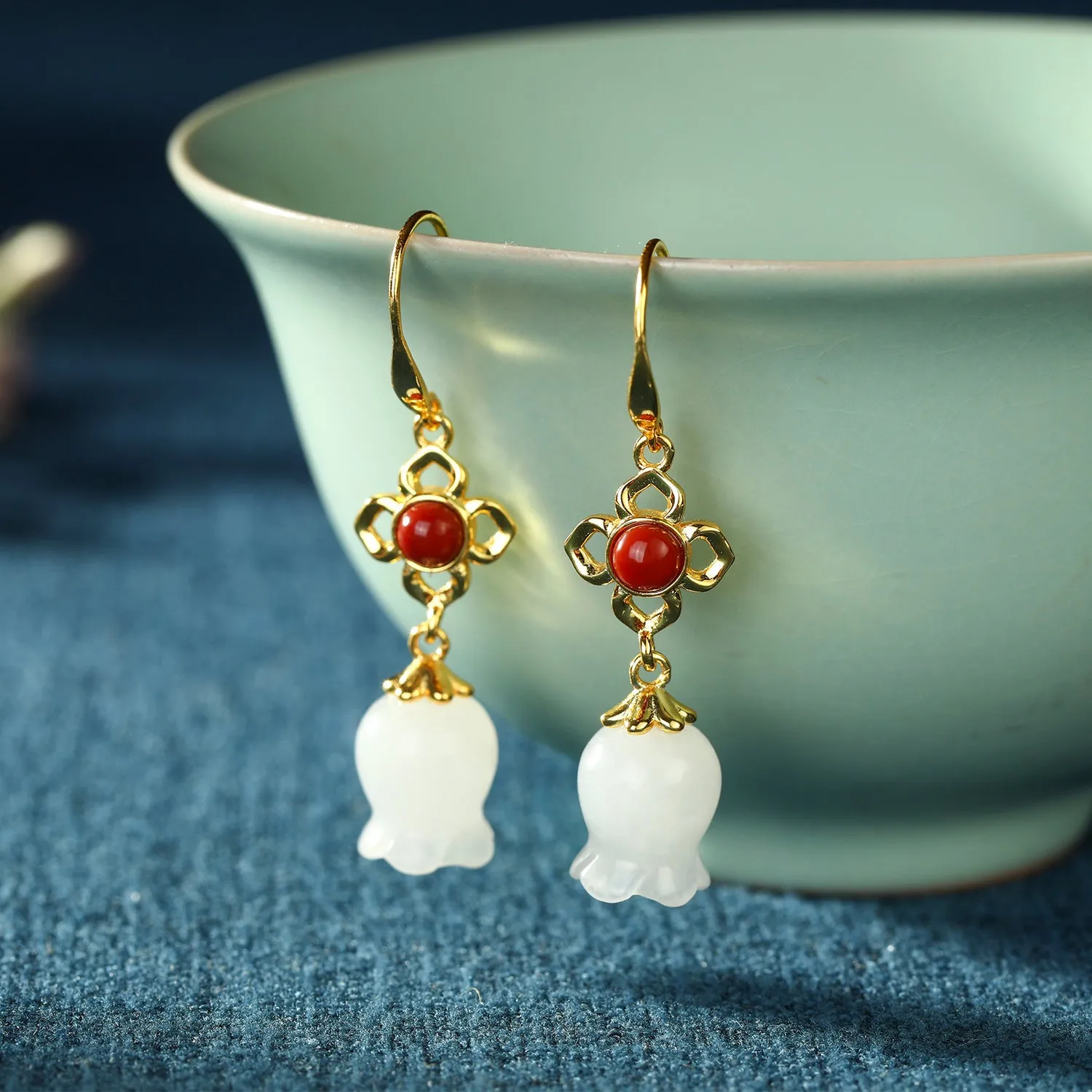 Natural Jade Earrings Nephrite Agate Silver Earrings ZNE389