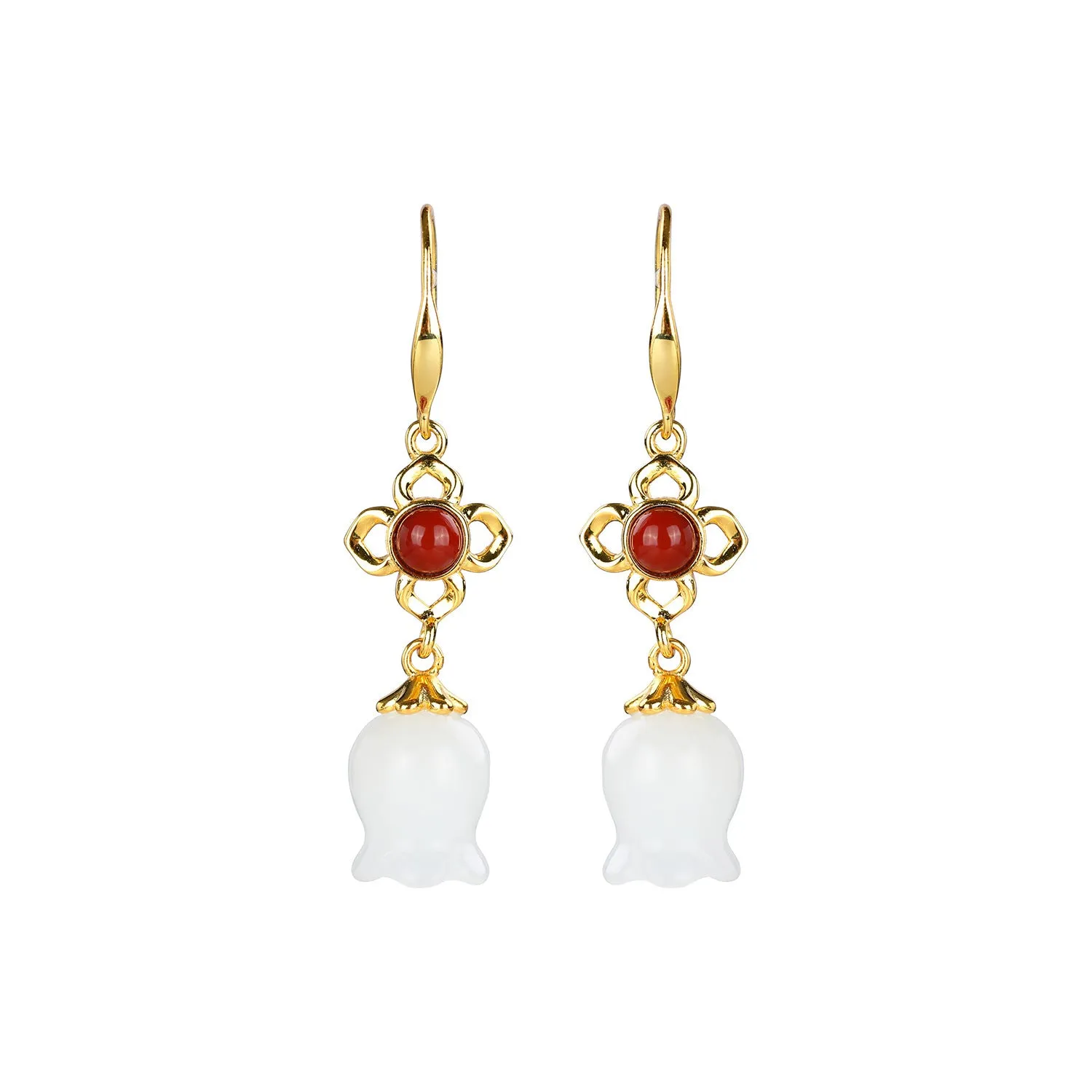 Natural Jade Earrings Nephrite Agate Silver Earrings ZNE389