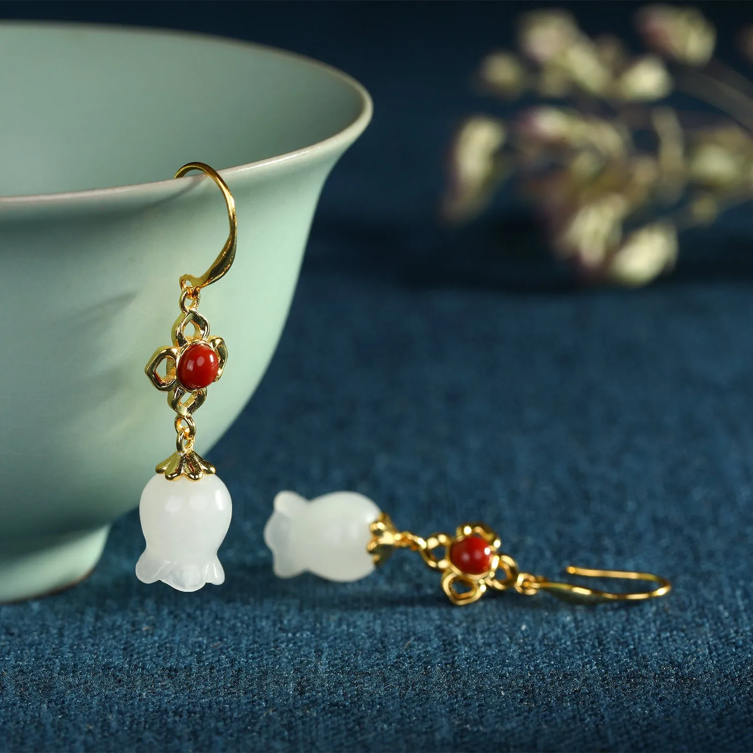 Natural Jade Earrings Nephrite Agate Silver Earrings ZNE389
