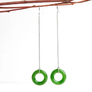 Natural Jade Earrings Nephrite Silver Earrings EG81