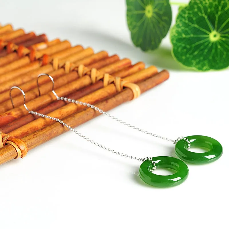 Natural Jade Earrings Nephrite Silver Earrings EG81
