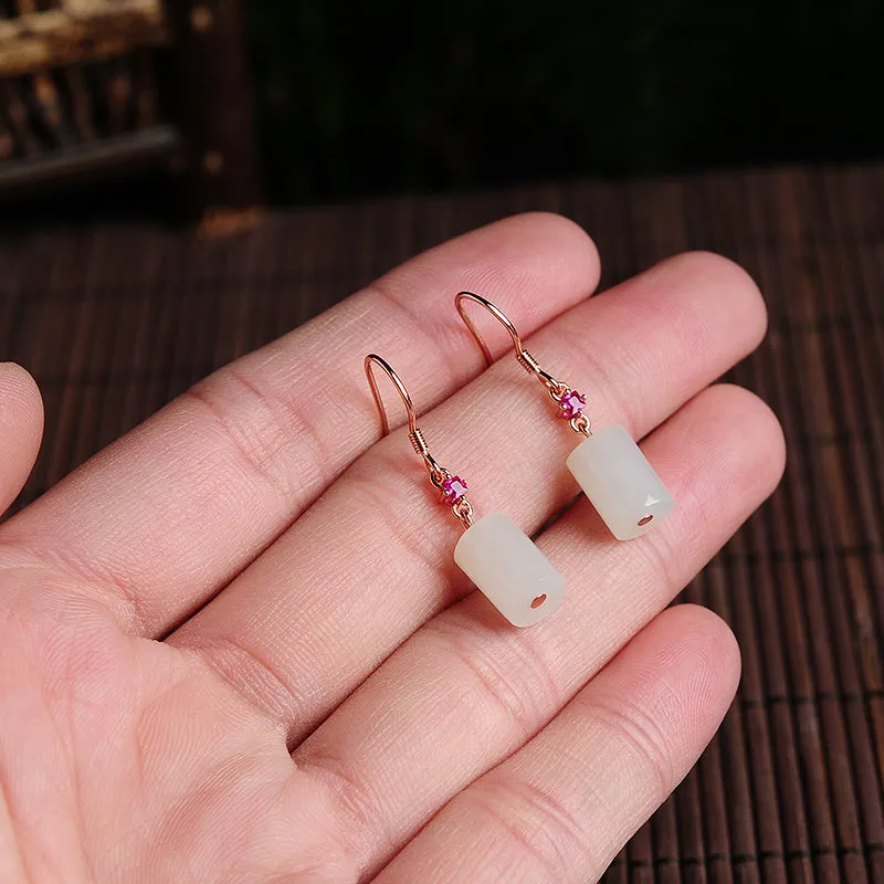 Natural Jade Earrings Nephrite Silver Earrings WE30