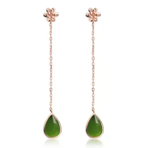 Natural Jade Earrings Nephrite Silver Earrings ZEG566