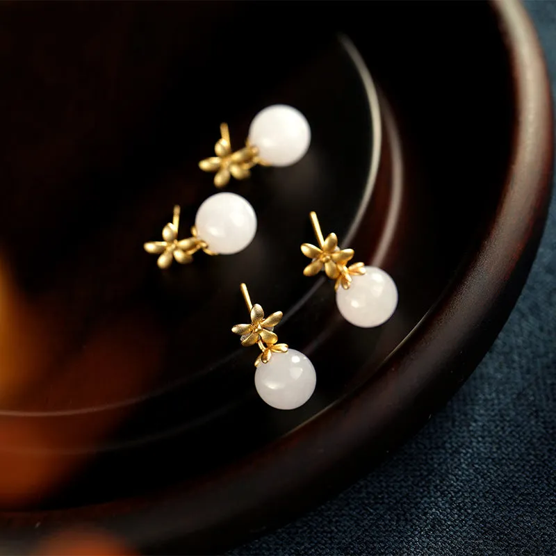 Natural Jade Earrings Nephrite Silver Earrings ZNE138
