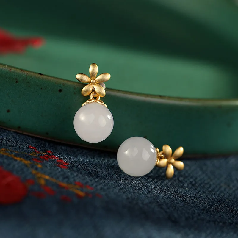 Natural Jade Earrings Nephrite Silver Earrings ZNE138
