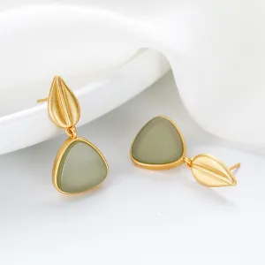 Natural Jade Earrings Nephrite Silver Earrings ZNE163