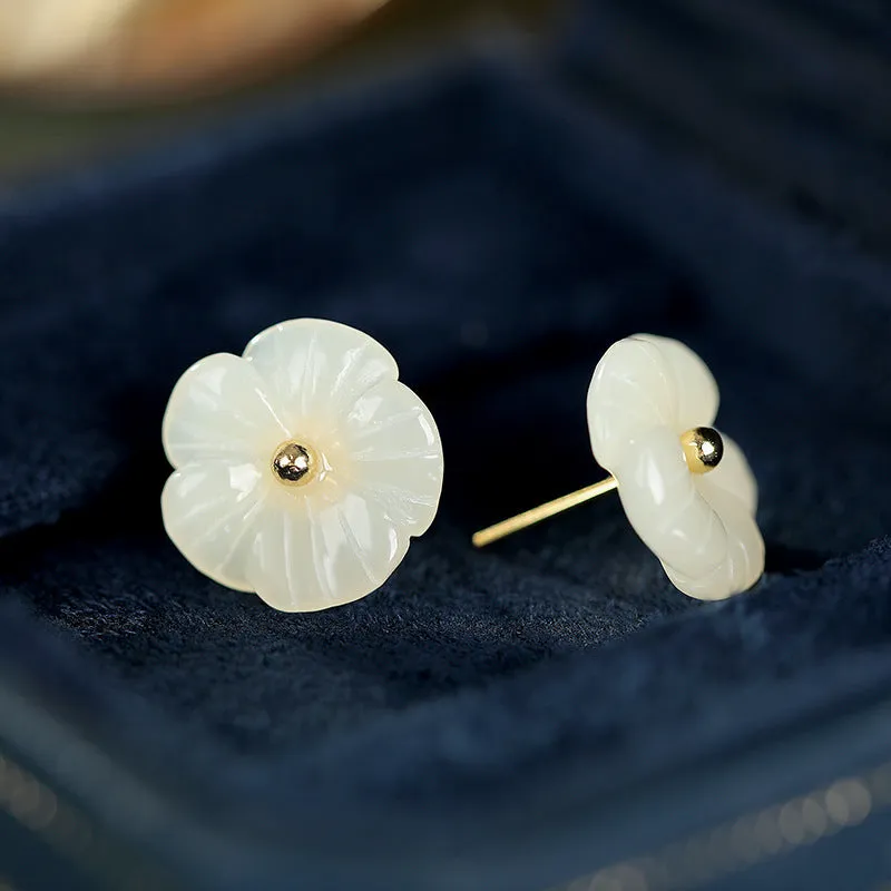 Natural Jade Earrings Nephrite Silver Earrings ZNE324