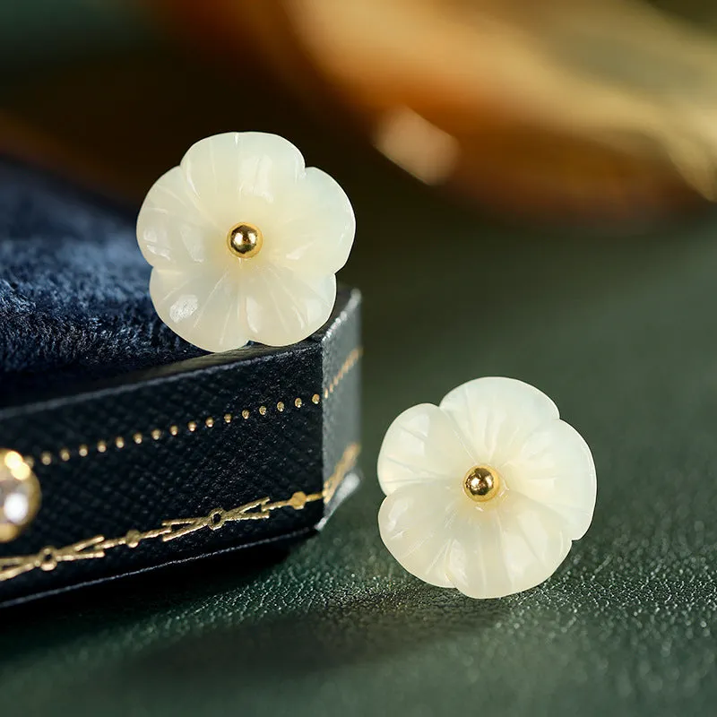 Natural Jade Earrings Nephrite Silver Earrings ZNE324