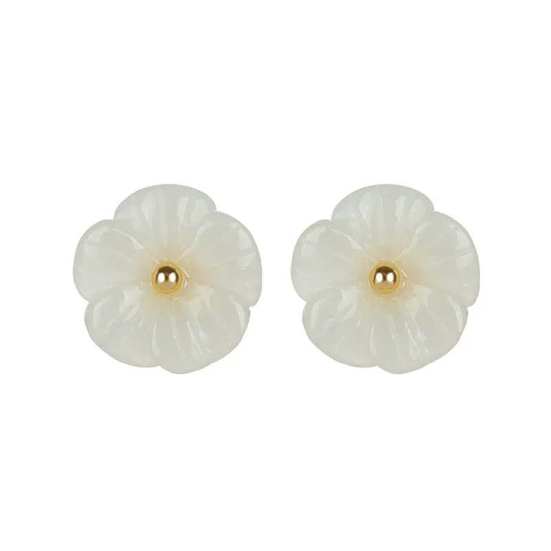 Natural Jade Earrings Nephrite Silver Earrings ZNE324