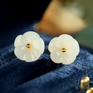 Natural Jade Earrings Nephrite Silver Earrings ZNE324