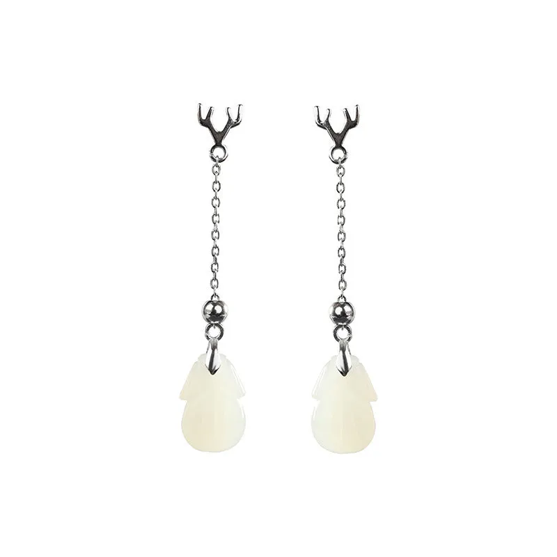 Natural Jade Earrings Nephrite Silver Earrings ZNE408