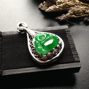 Natural Jade Pendant Jadeite Gold Buddha Pendant PT557