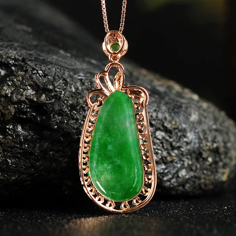 Natural Jade Pendant Jadeite Gold Pendant PT55
