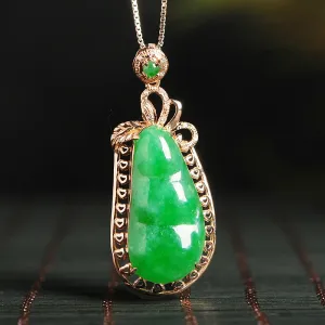 Natural Jade Pendant Jadeite Gold Pendant PT55