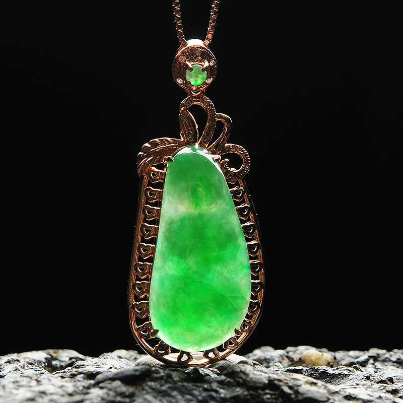 Natural Jade Pendant Jadeite Gold Pendant PT55