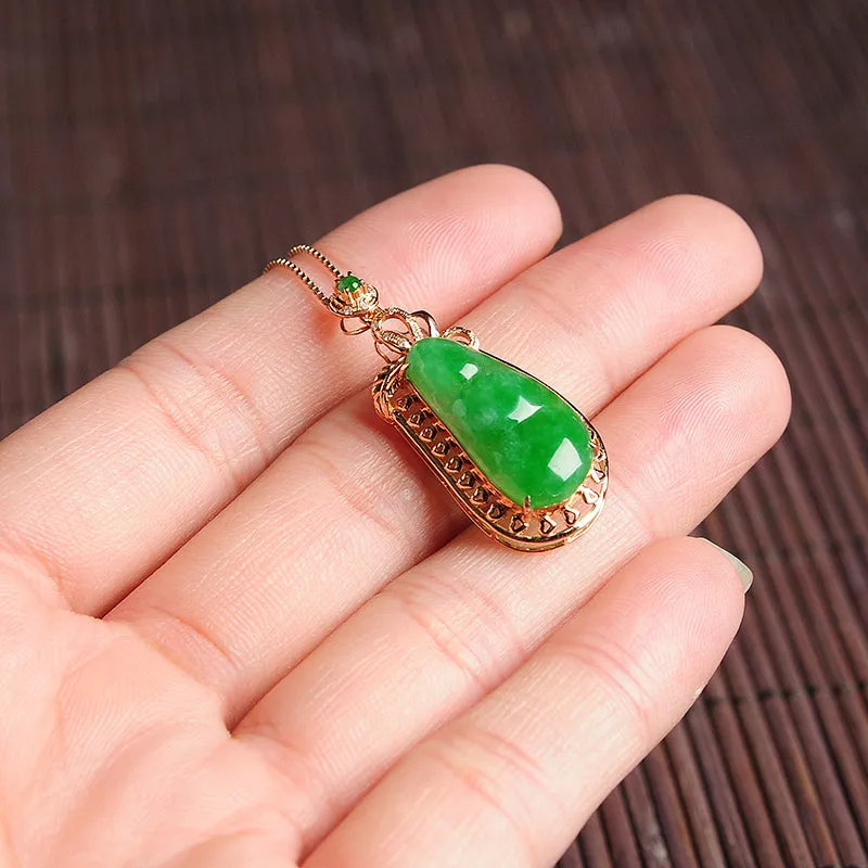 Natural Jade Pendant Jadeite Gold Pendant PT55