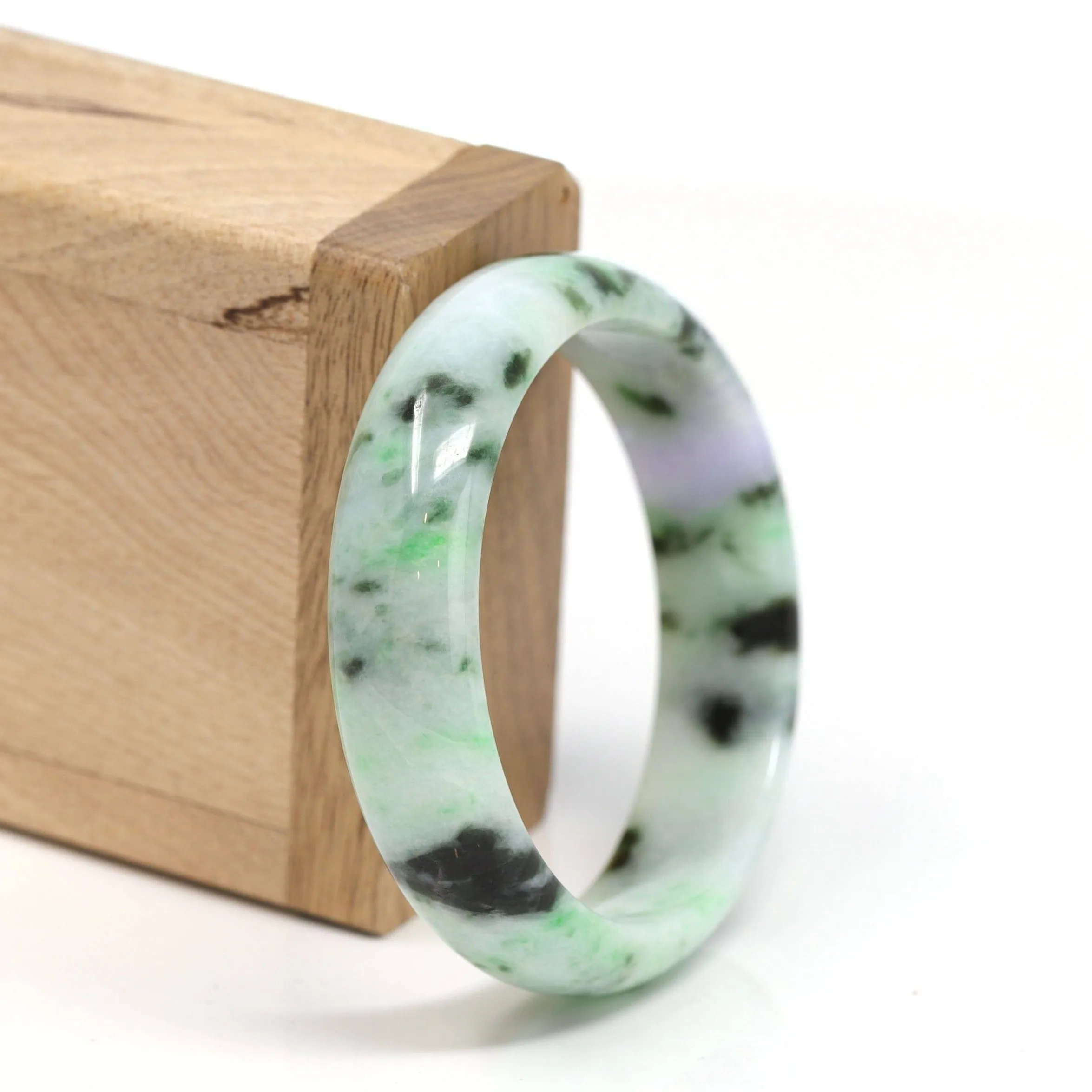 Natural Jadeite Lavender Green Bangle Bracelet (54mm)#SZS1006