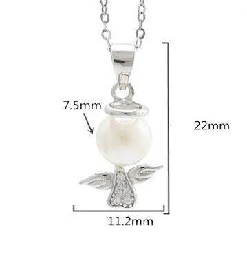 Necklace Pendant Setting Blank 7.5mm 1pc 0.8g 925 Sterling Silver CZ Semi Mount Angle Shape Base for 1 Pearl Bead Wholesale Available