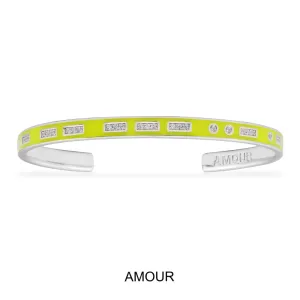 Neon Yellow AMOUR Morse Code Cuff