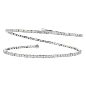 Open Flex Double Wrap Diamond Bangle Bracelet