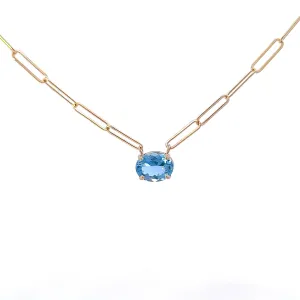 Oval Aquamarine Payton Drop Necklace on Aphrodite Chain